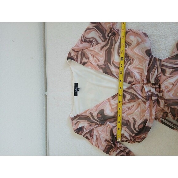 Lulus Swirl Power Pink Multi Print Cutout Bodycon Midi Dress, Size Large - Picture 15 of 16